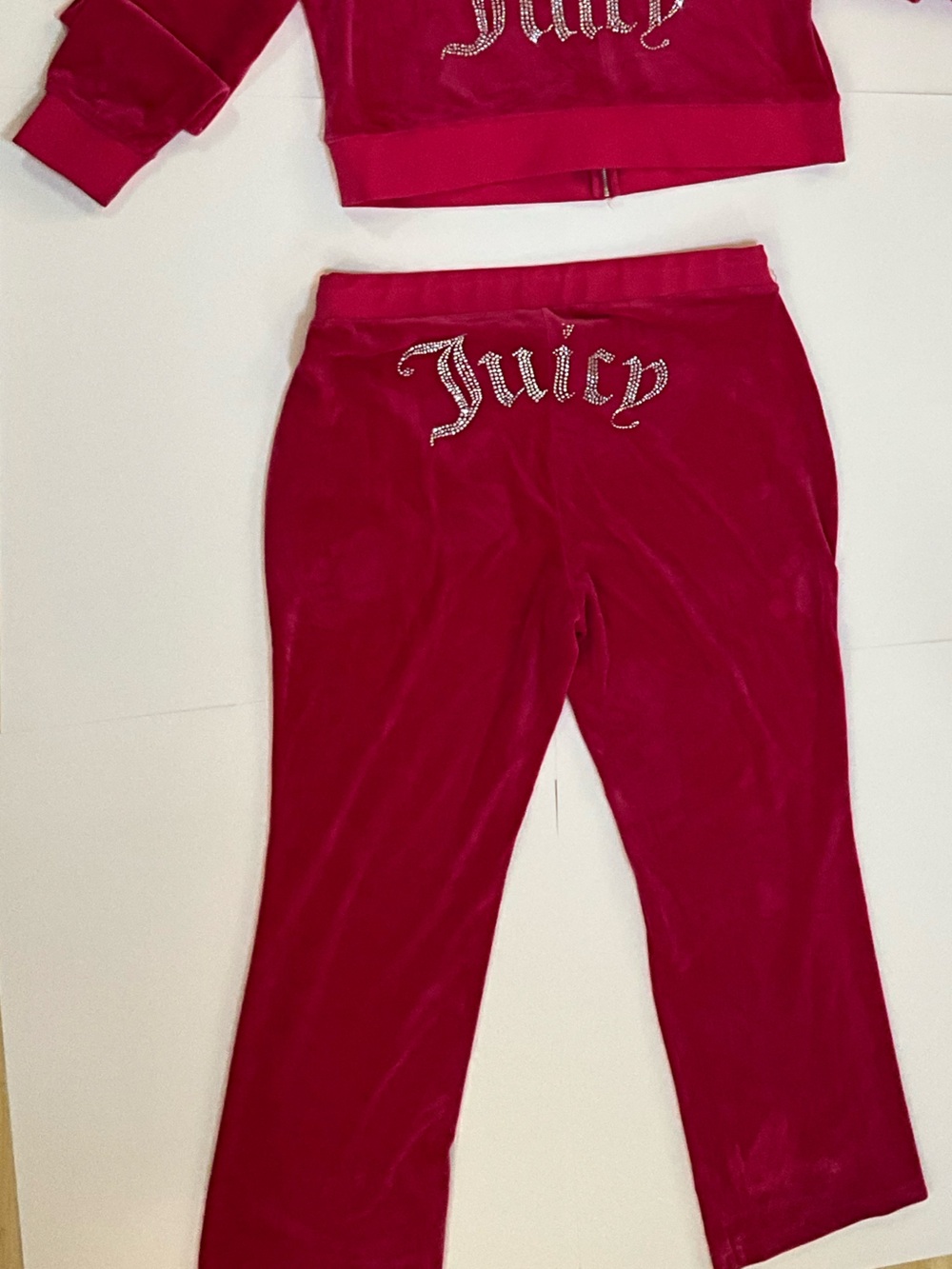 Juicy Couture OG BIG BLING VELOUR TRACK PANTS Hot Pink - Picture 7 of 13
